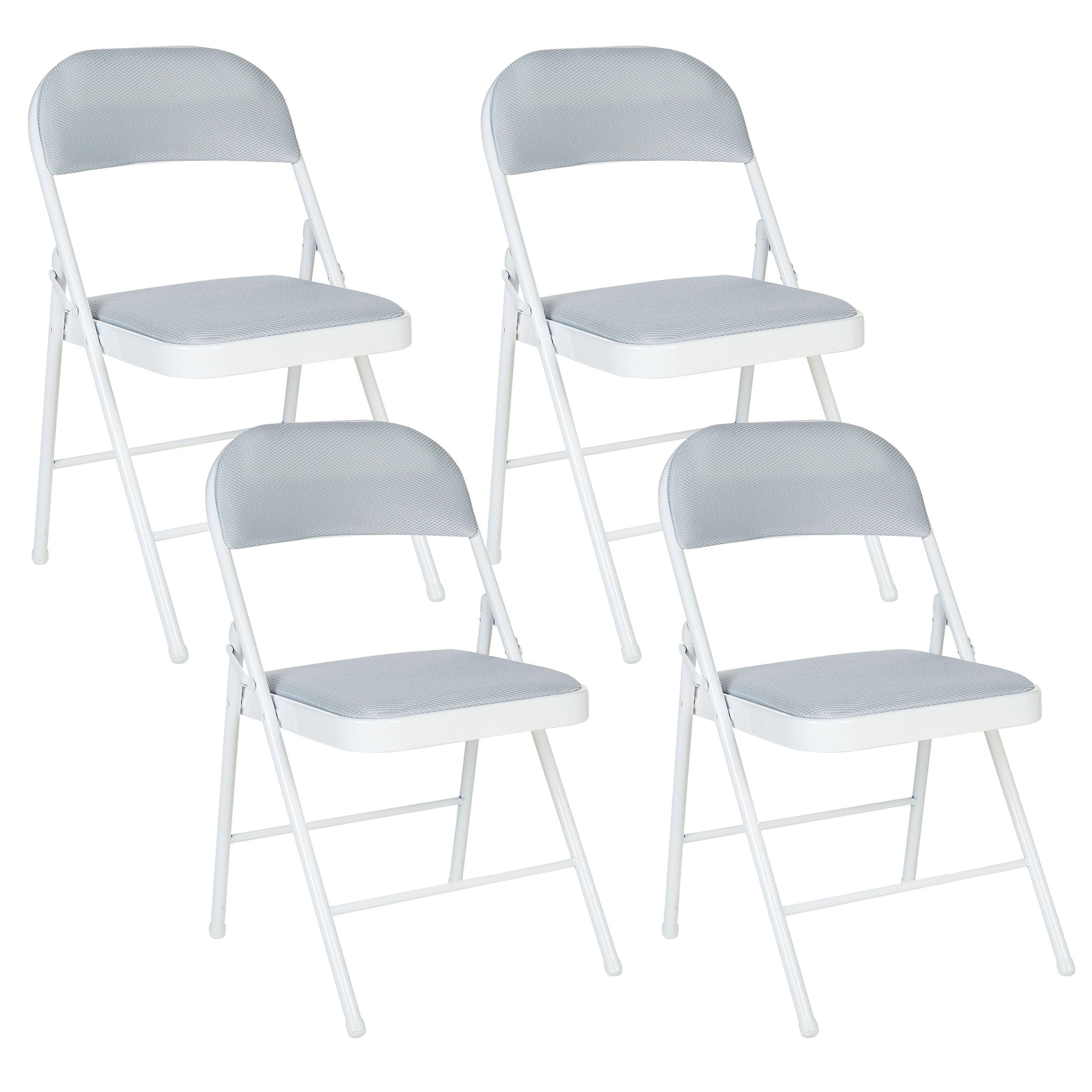 ÖSSZECSUKHATÓ SZÉK 4 darabos Szett Fém Szürke Sparks - szürke, műanyag/textil (45/77/47cm) - Beliani