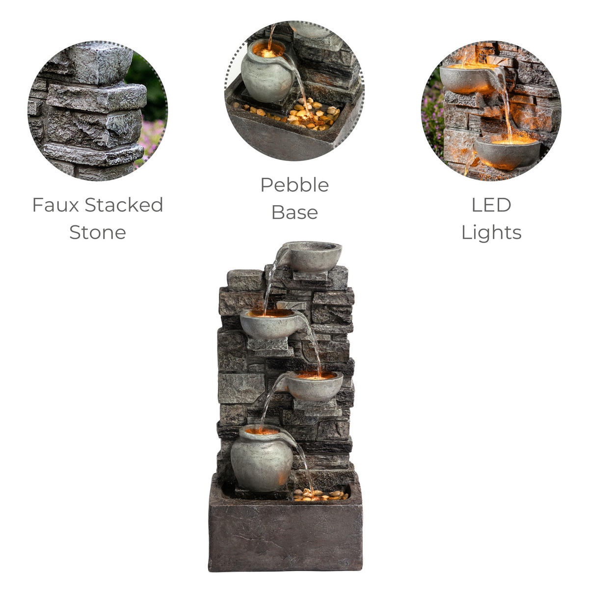 GARTENBRUNNEN 72 cm - Grau, Kunststoff (25.73/34.75/72.39cm) - Teamson Home