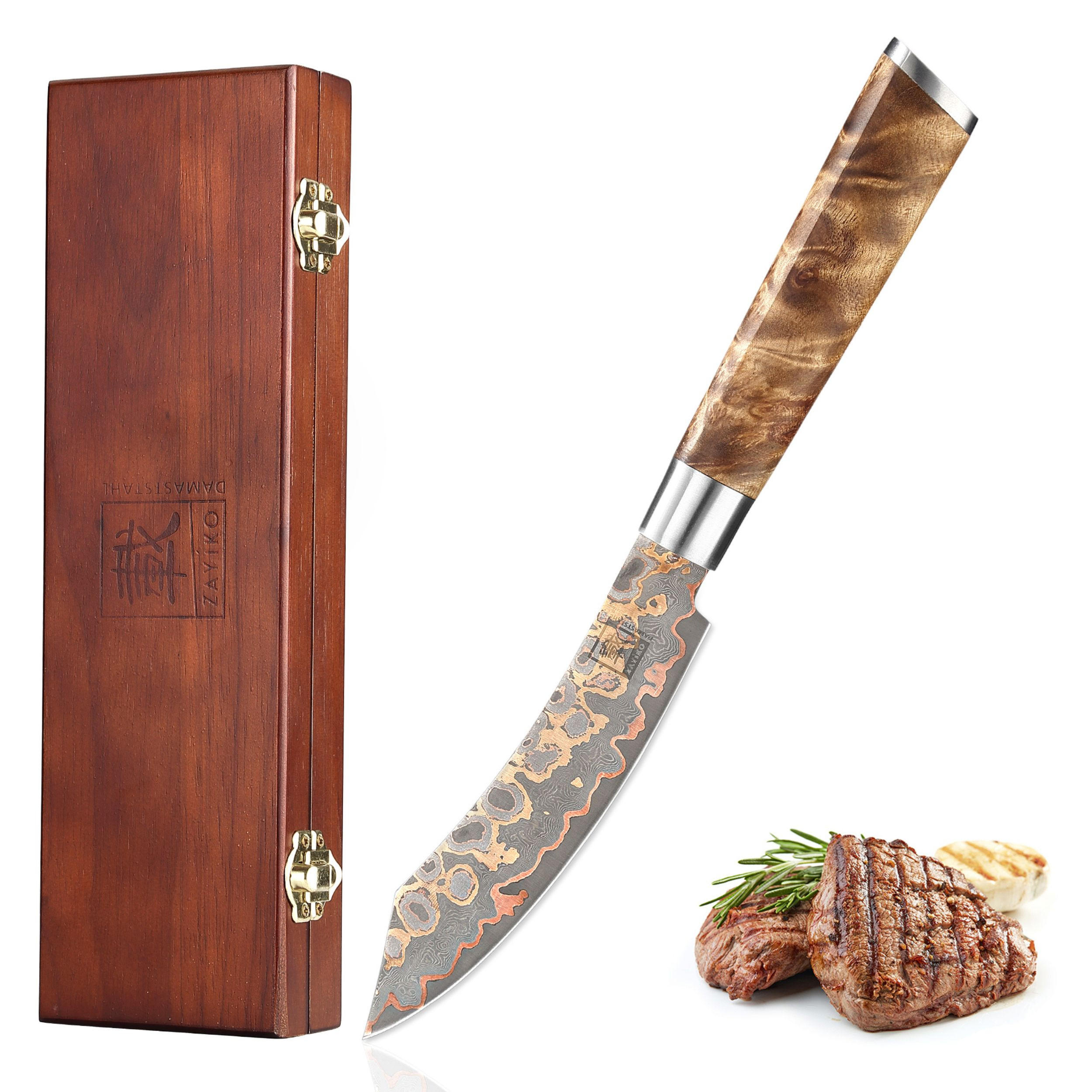 STEAKMESSER 13 cm - Ahornfarben, Holz/Metall (25cm) - Zayiko