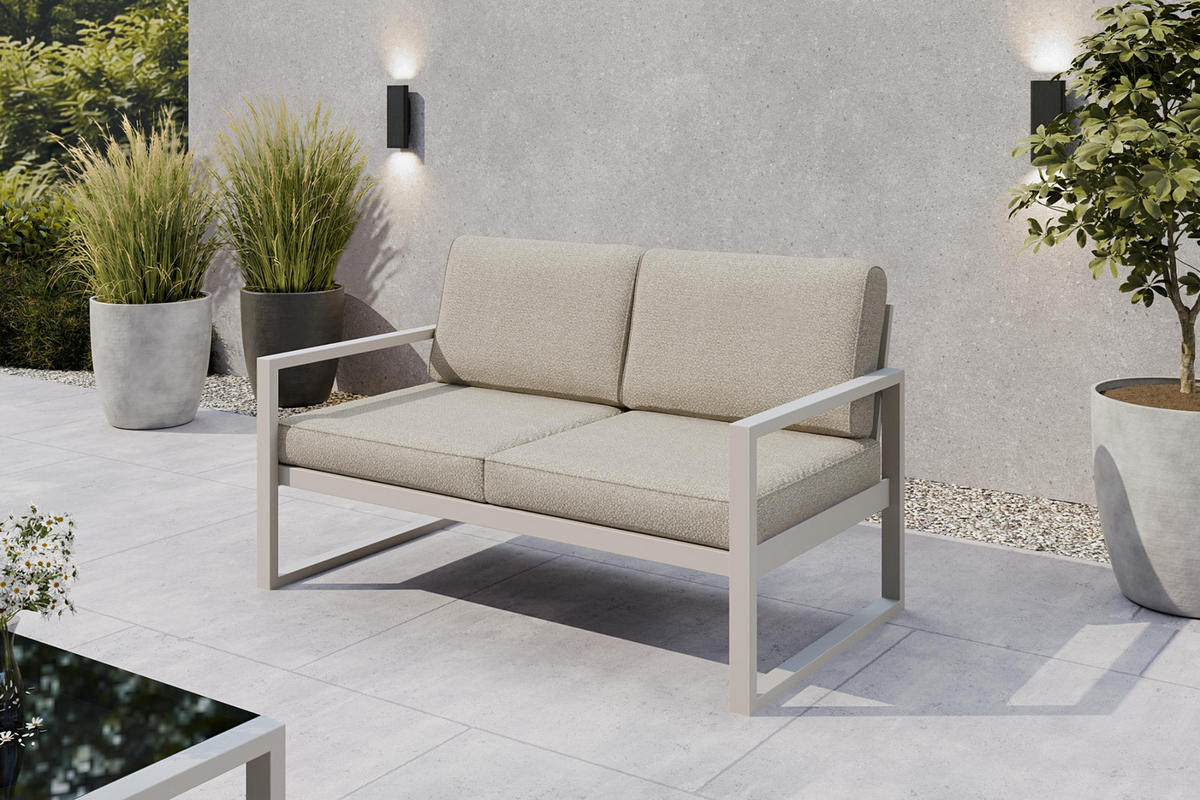 GARTENSET Madera für 6 Personen Balkonmöbel Aluminium Terassenmöbel Sitzbank, 4-tlg. Tisch kaschmir, ecru - Kaschmir/Ecru, Kunststoff/Metall - Margaret Hadas24