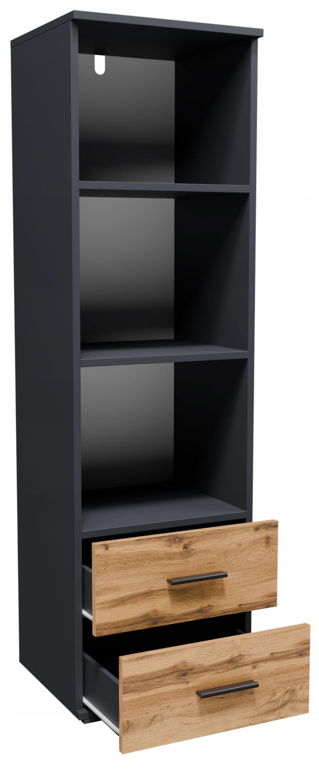 BÜCHERREGAL CR3-ST1 Graphit-Wotan Eiche 40/34/130 cm - Eiche Wotan/Graphitfarben, Holzwerkstoff (40/130/34cm)