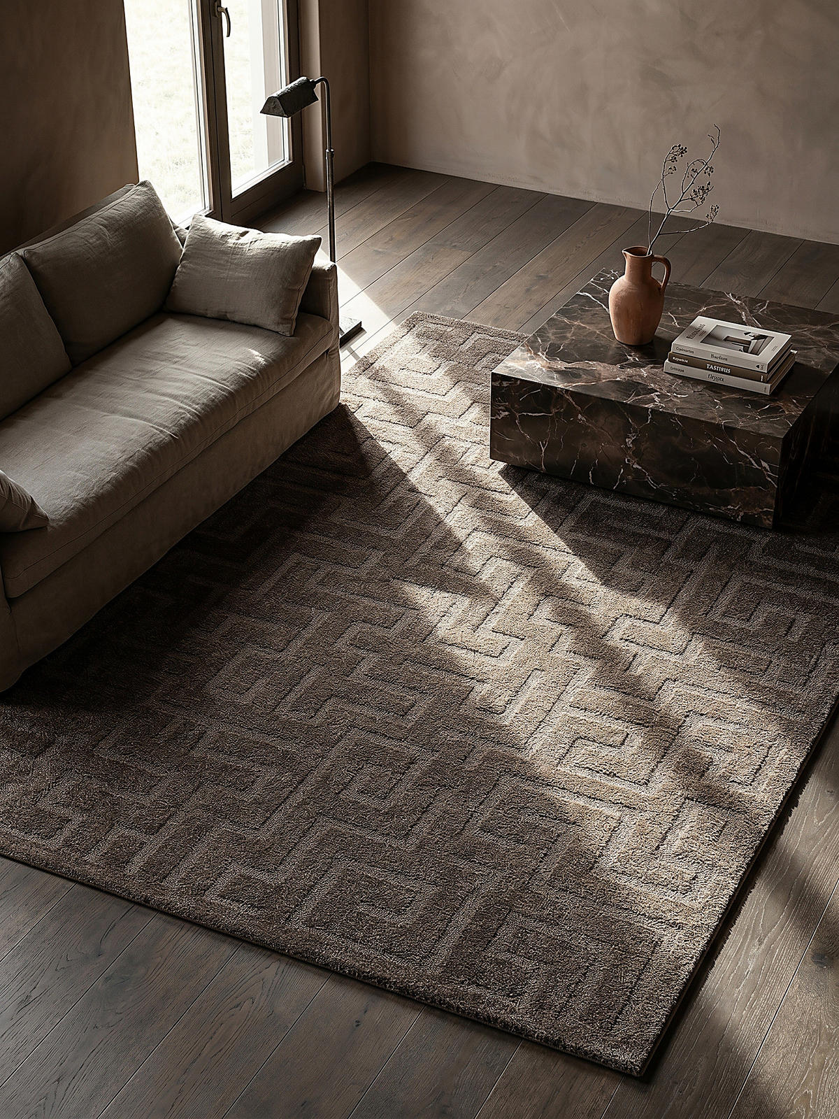 KURZFLORTEPPICH Geometrisch MUOTA Polypropylen Braun 160 x 220 cm - Braun, Textil (160/220cm) - KADIMA DESIGN