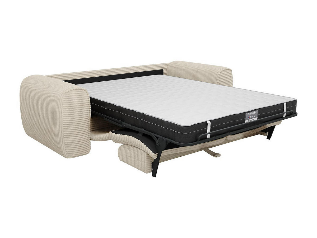 SCHLAFSOFA - 3 Personen - samt - beige Pognia - Beige, Textil (216/80/100cm) - Vente-Unique
