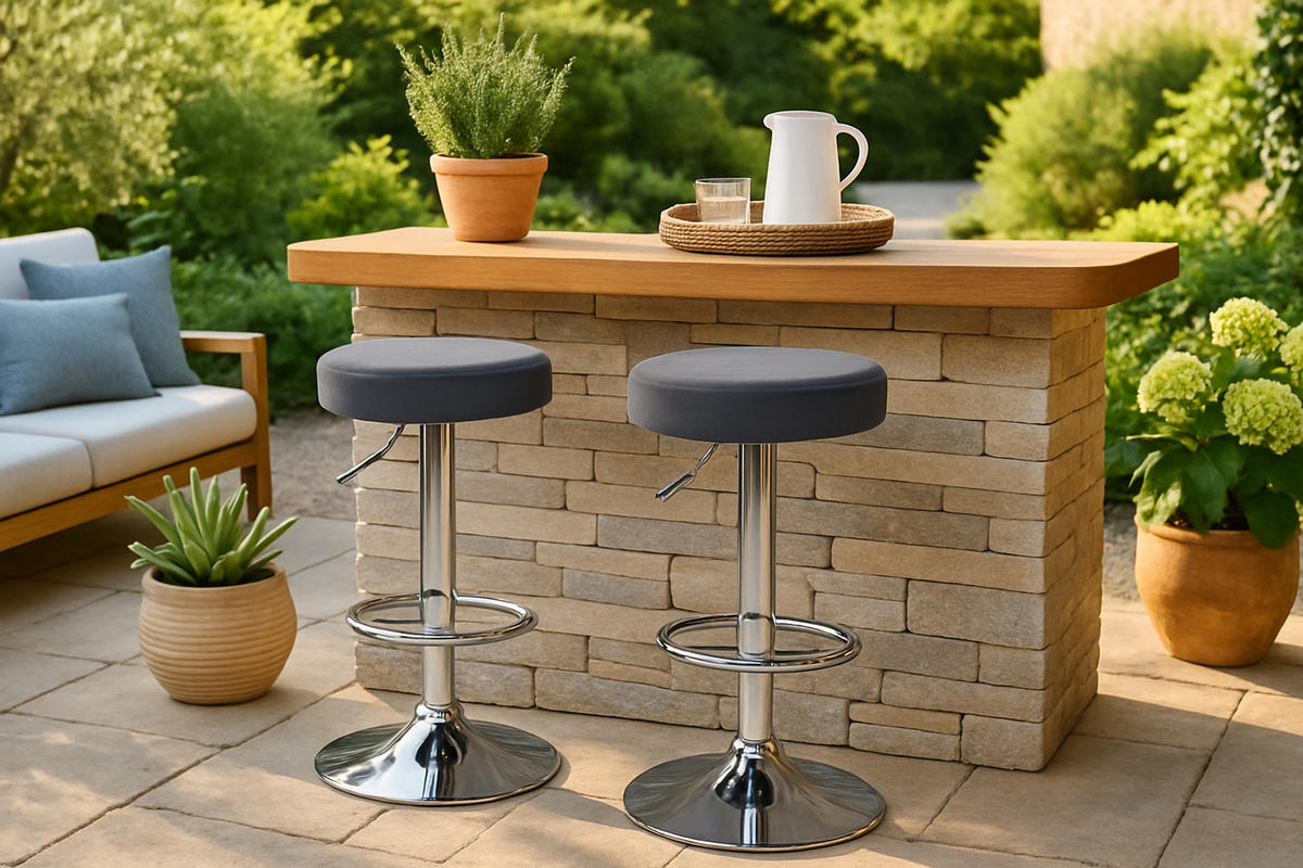 BARHOCKER Pontius Samt chrom dunkelgrau - Chromfarben/Dunkelgrau, Textil/Metall (38.5/81/38.5cm) - TPFLiving