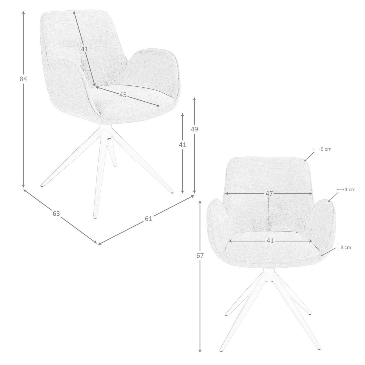 STUHL aus Stoff 61/63/84 cm - Beige/Sahara, Textil/Metall (61/84/63cm) - ANGEL CERDA