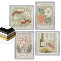 WANDBILDER 4er Set - 50x50 cm & 40x60 cm Silberner Rahmen - Blumenposter Weinstadt - Silberfarben, Kunststoff (50/50cm) - ArtPrintCave