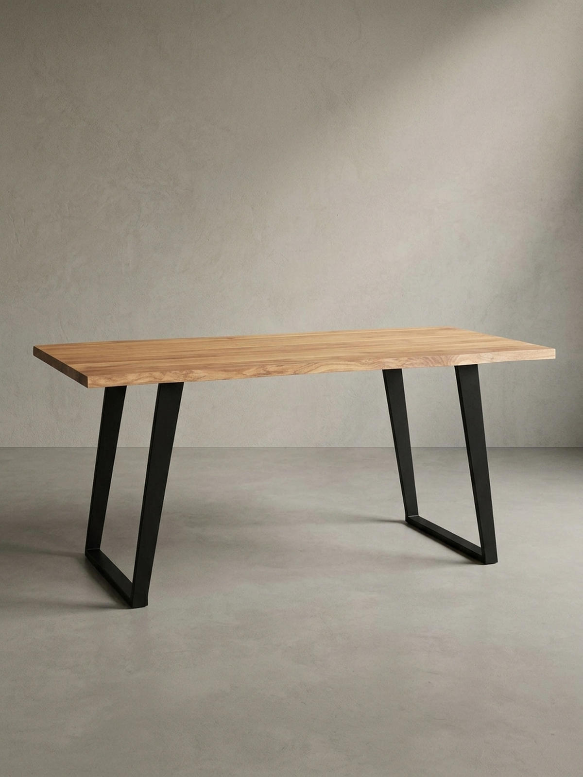 SCHREIBTISCH Massivholz Baumkante U-Gestell Handarbeit ATOLL, Goldbraun-Schwarz 180x90x76 cm - Schwarz/Braun, Holz/Metall (90/180/76cm) - KADIMA DESIGN