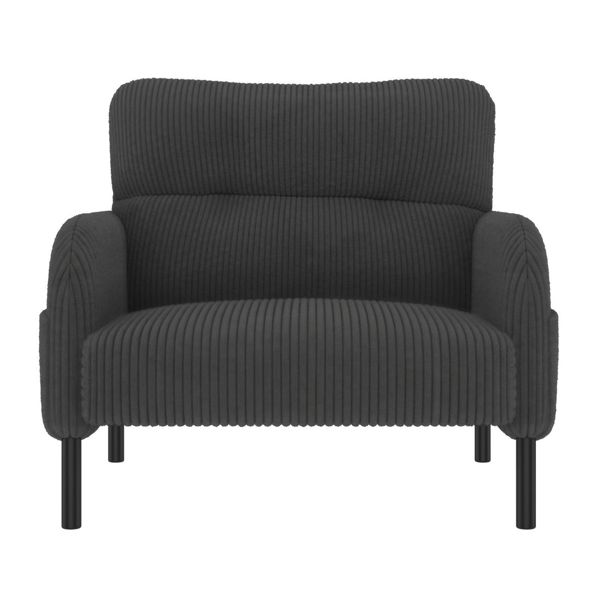 SESSEL 67/75/79 cm in Grau aus Cord mit Seitentasche und Metallgestell - Grau, Textil (67/79/75cm) - BEAOK