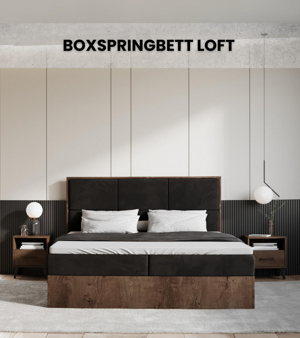 BOXBETT Loft mit Topper 140/200 Grau - Dunkelgrau, Holzwerkstoff/Textil (140/200cm) - Bromarkt