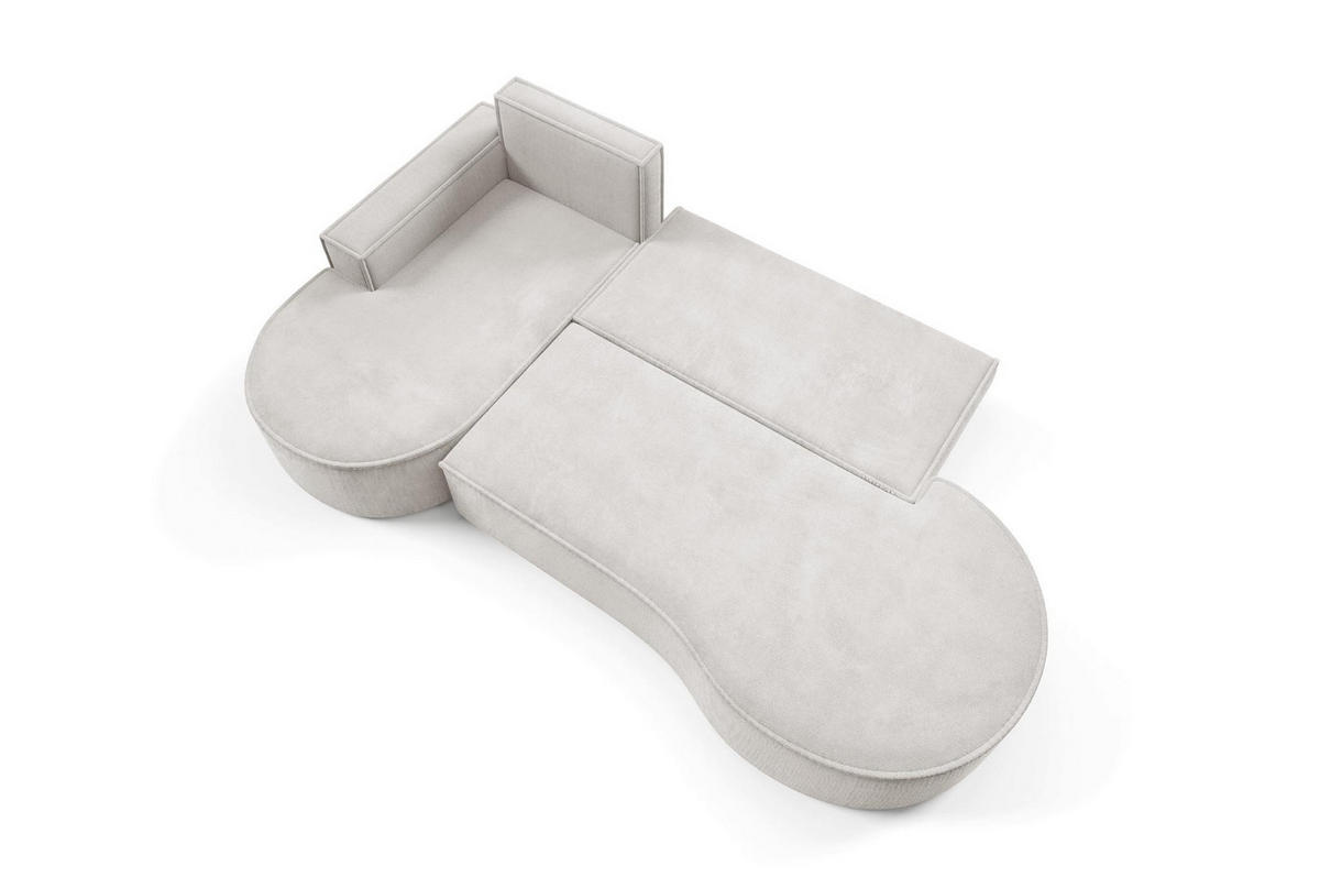 ECKSOFA Flow Weiß, mit Schlaffunktion und Kissen in Curio Stoff, linke seite - Weiß, Holzwerkstoff/Textil (277/157cm) - Bettso