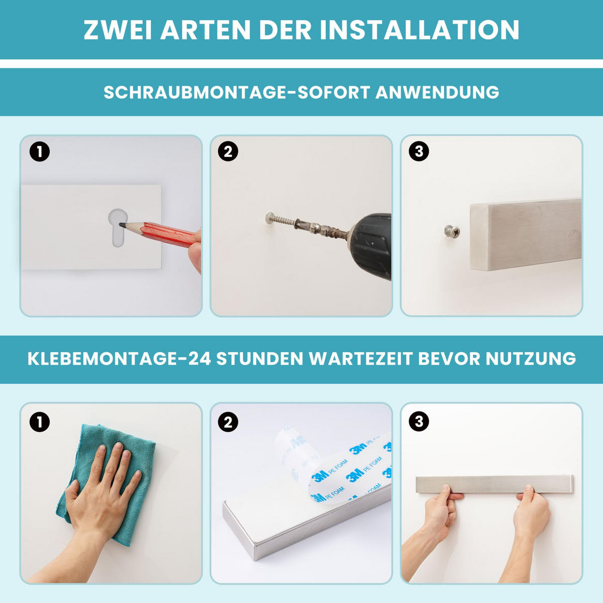 MESSERLEISTE 40cm inkl. 3 Haken Silber - Silberfarben, Metall (40/4/1.6cm) - CHEFGASTRO