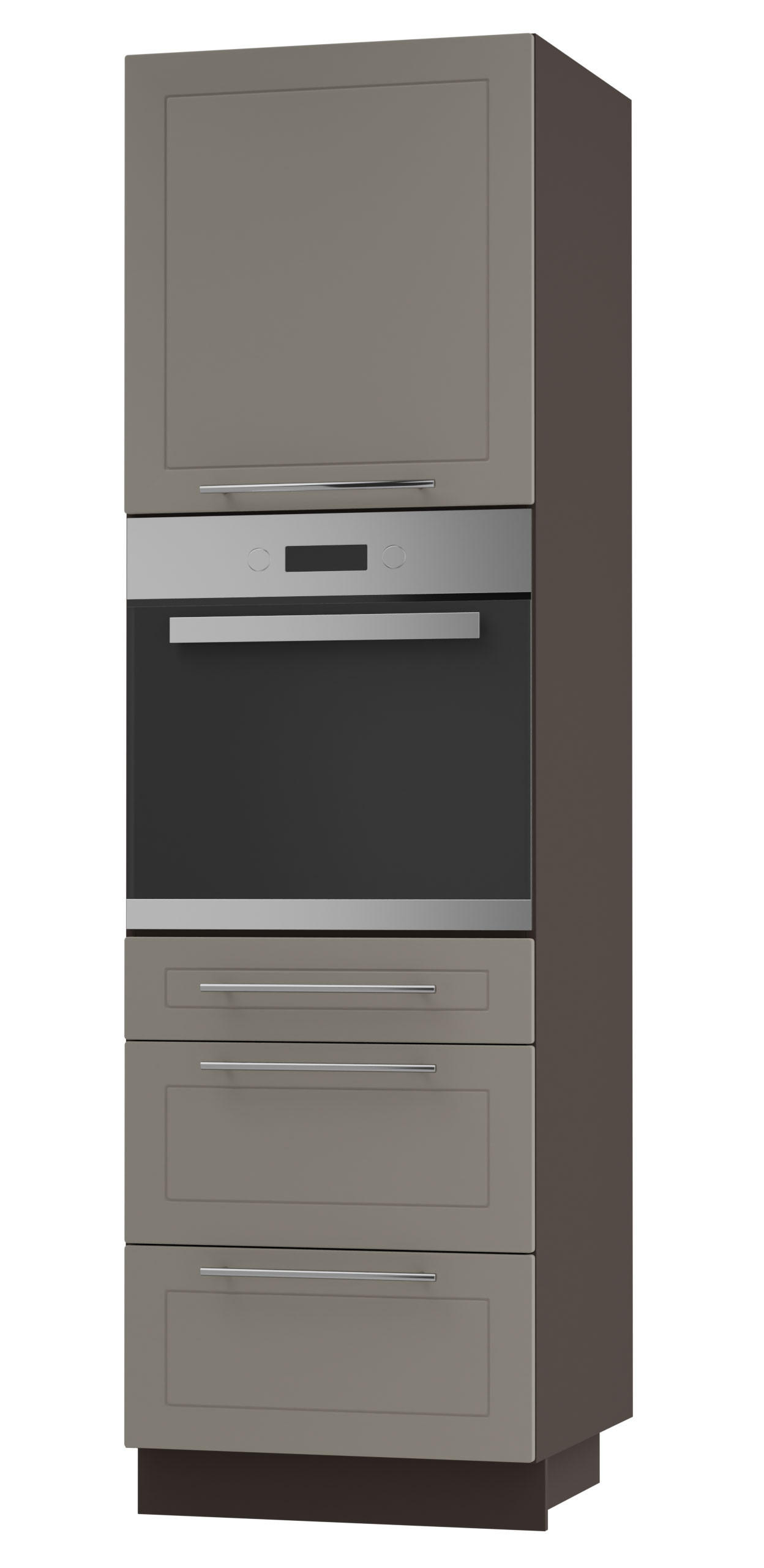 BACKOFEN-HOCHSCHRANK Kvantum D14/RU/3M Beige Matt / Lava Matt 60 / 59 / 207cm - Dunkelgrau/Beige, Holz/Holzwerkstoff (60/207/59cm) - Feldmann-Wohnen