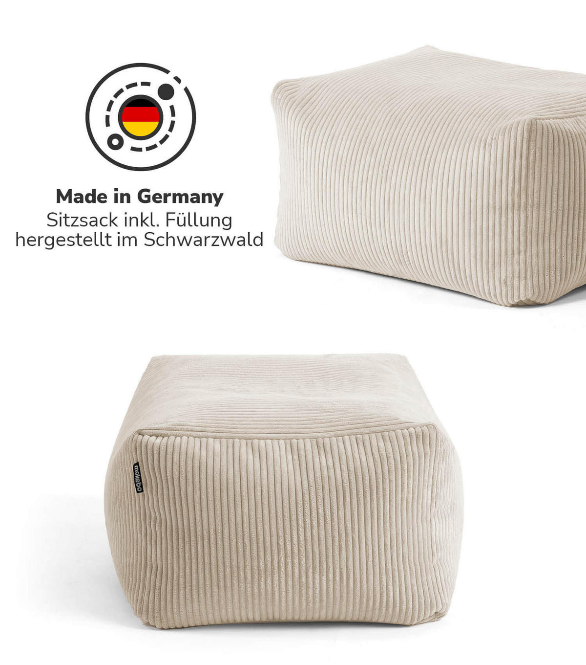 POUF Der Ruhestifter - Beige, Textil (65/35/55cm) - Mokebo