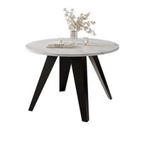 COUCHTISCH FERRO 75/50 cm runden, Schwarz / Marmor Bianco - Perlmutt/Schwarz, Metall (75/75/50cm) - Idohome