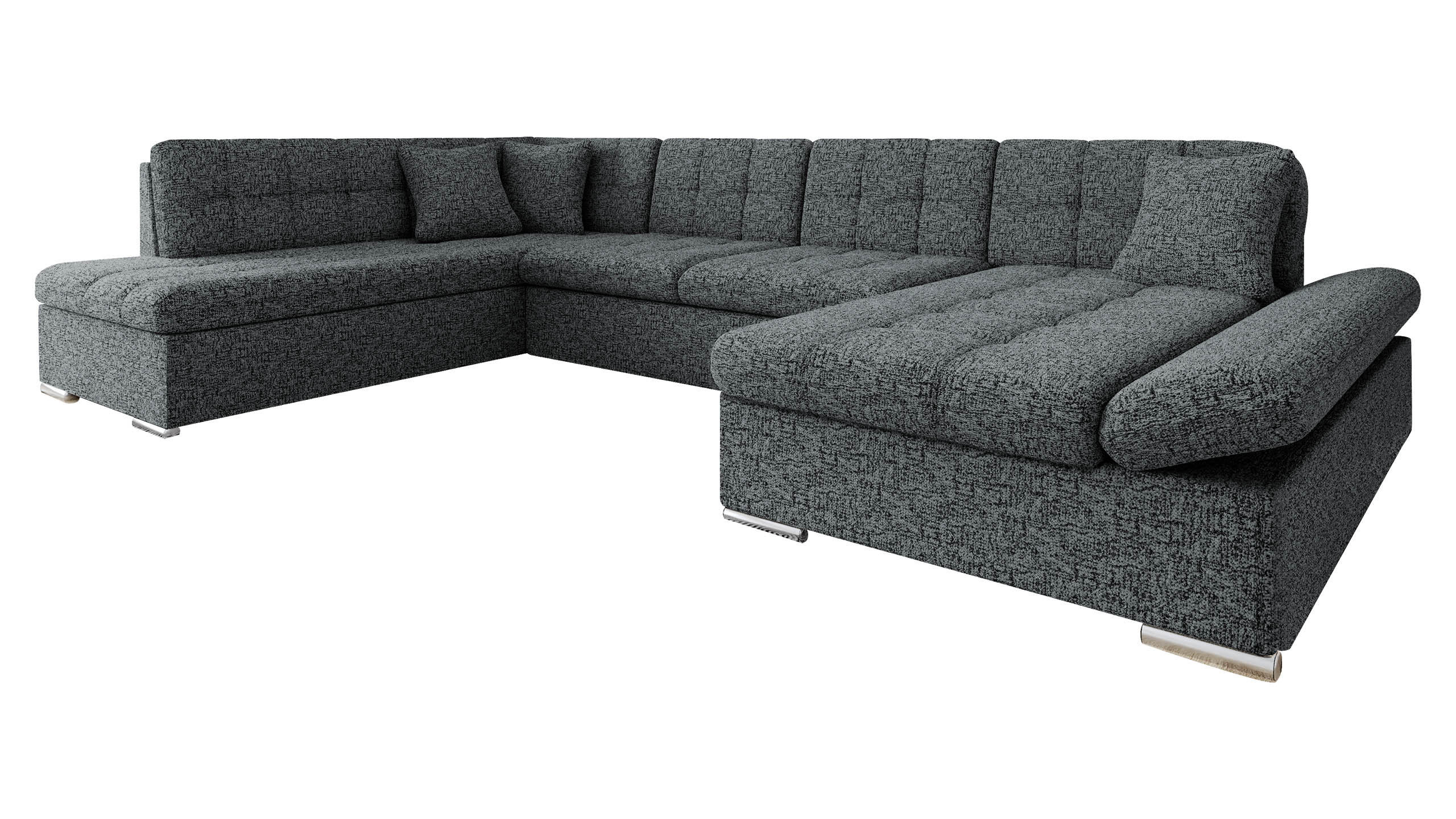 ECKSOFA Bergen, Seite: Rechts - Greige/Silberfarben, Holz/Textil (345/76/205cm) - MIRJAN24