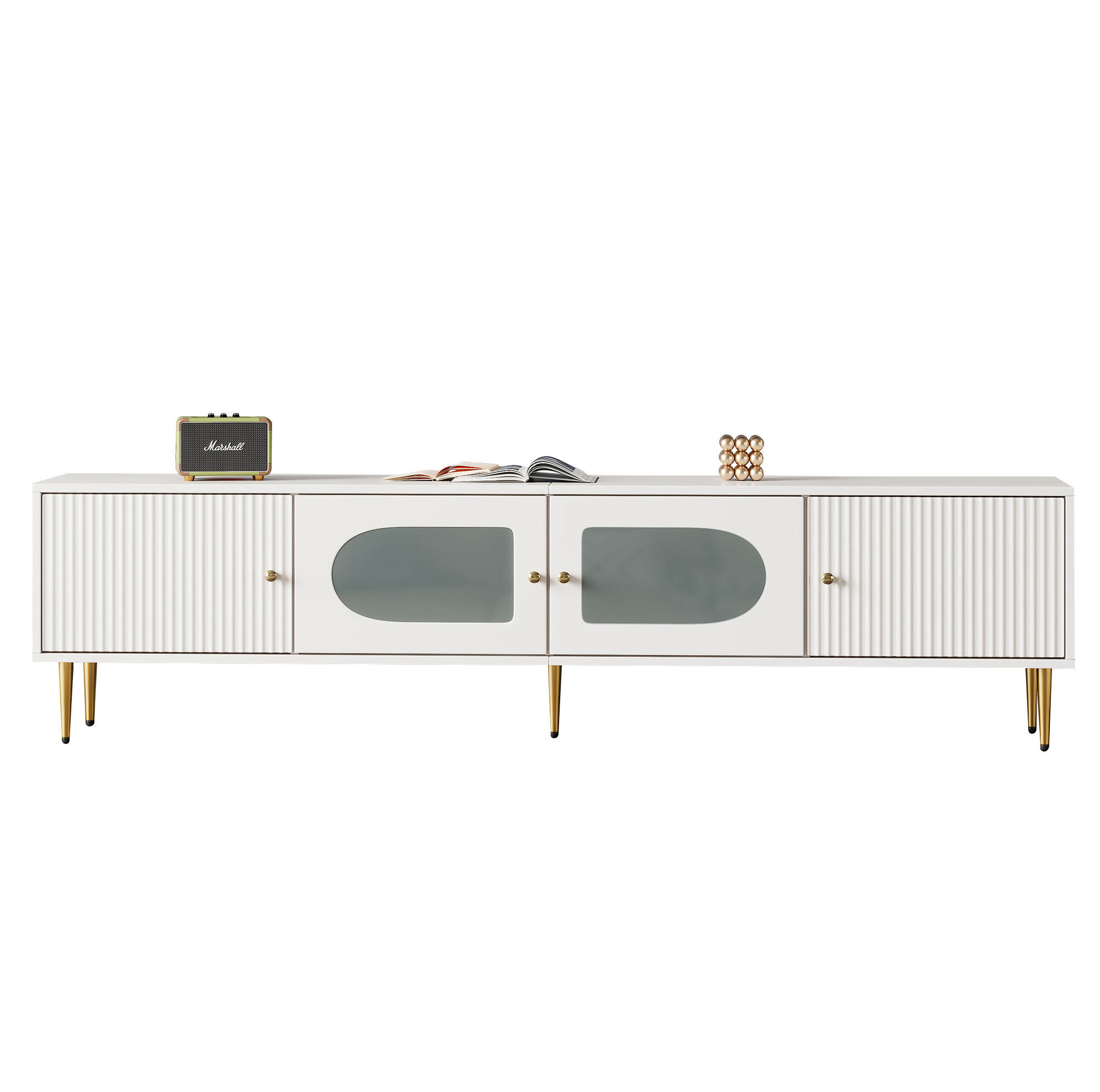 TV ormarić 170/35/50 cm od iverice s otvorima za kabele i tihim šarkama, Bijela - bijela, drvni materijal (140/38/38cm) - Redom