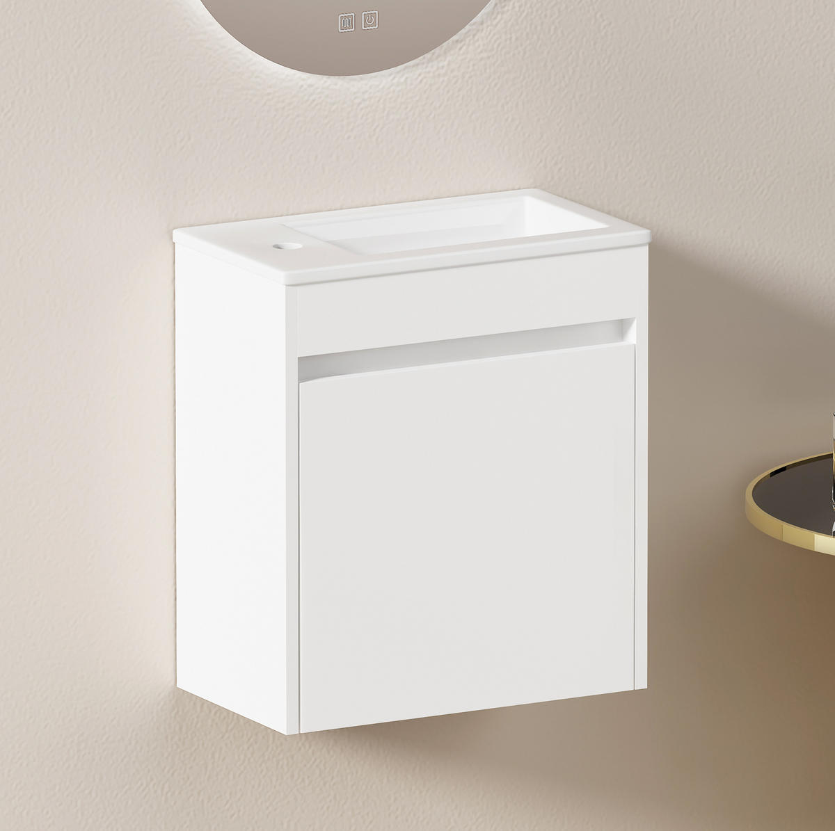 BADEZIMMERSCHRANK 46 cm Weiß mit Weichschloss-Tür - Weiß, Holzwerkstoff (26/51.5/46cm) - Beauniv