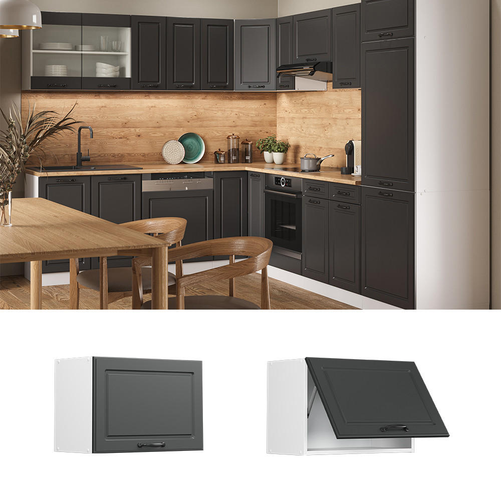 HÄNGESCHRANK R-Line Anthrazit Landhaus 60 cm Flach - Anthrazit/Weiß, Holzwerkstoff (60/40/31cm) - Vicco