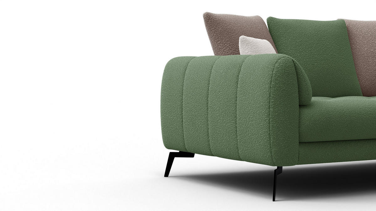 SOFA CALME 2,5-Sitzer, olive und beige - Olivgrün, Holz/Textil (199/92/108cm) - Courtois Laville