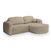ECKSOFA AMILIA R-S Beige Boucle-Stoff mit Schlaffunktion - Beige, Holz (263/174cm) - MASSENO