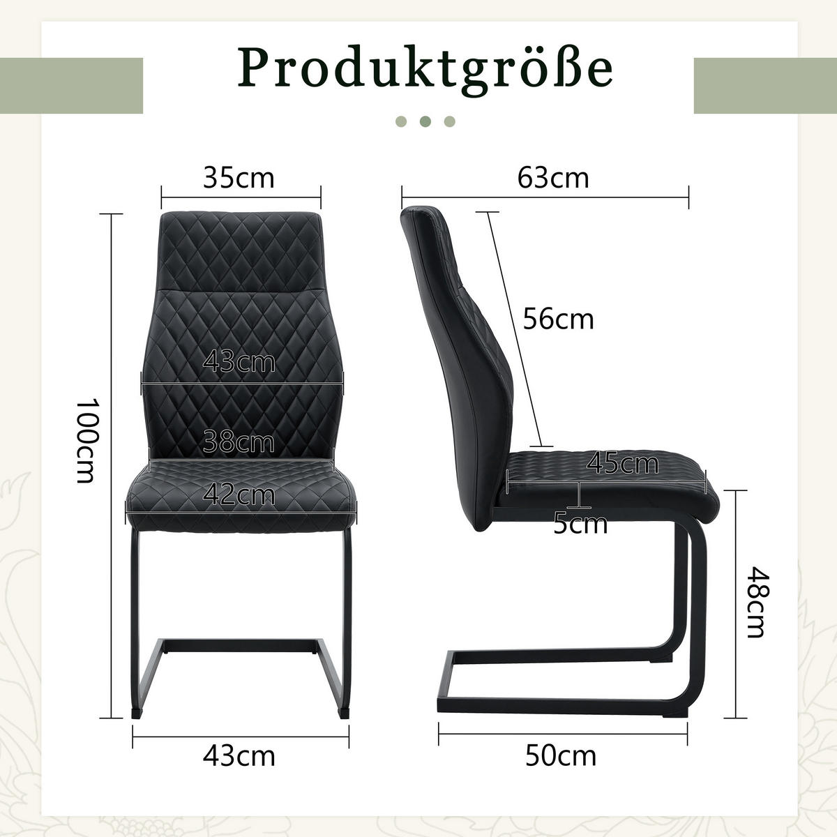 SCHWINGSTUHL DE-36569 2er-Set mit PU-Bezug und Metallrahmen Schwarz - Schwarz, Metall (63/100/43cm) - ComfortXL