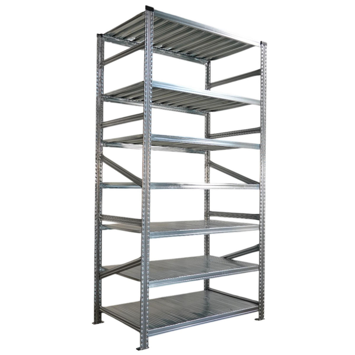 FACHBODENREGAL Proximo 250x360x60cm 7 Ebenen Beidseitig nutzbar Verzinkt - Silberfarben, Metall (360/250/60cm) - PROREGAL