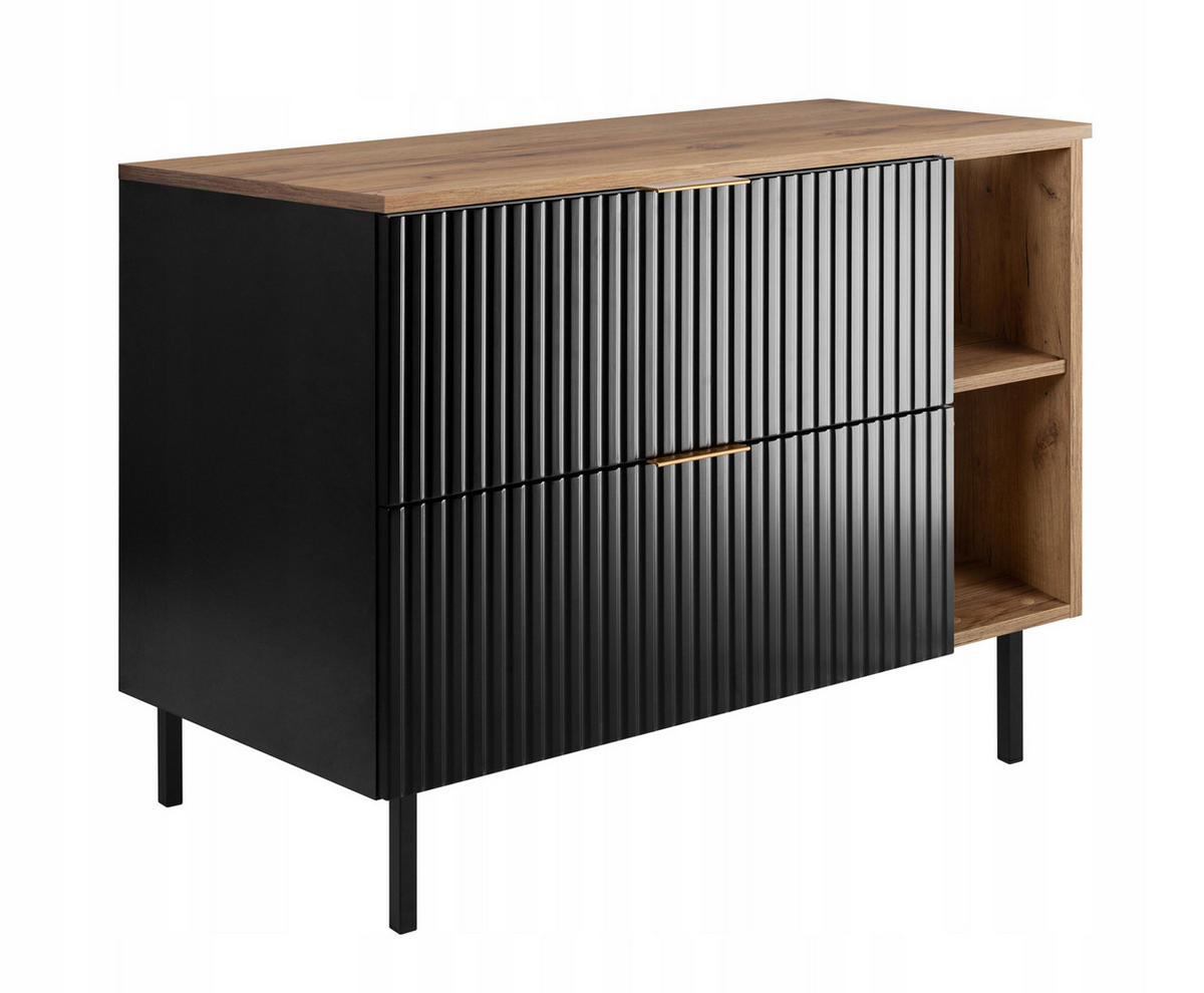 WASCHBECKUNTERSCHRANK FLOW + Platte Schwarz matt 100/57/46 cm - Schwarz, Holzwerkstoff (100/57/46cm) - Rodan