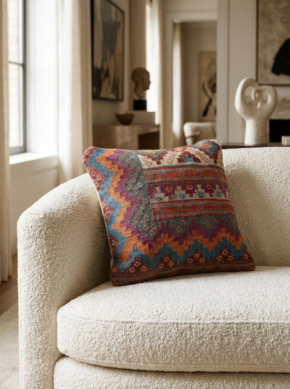 KELIM-KISSEN Mehrfarbig 50/50 cm Schurwolle - Multicolor, Textil (50/50cm) - Looma