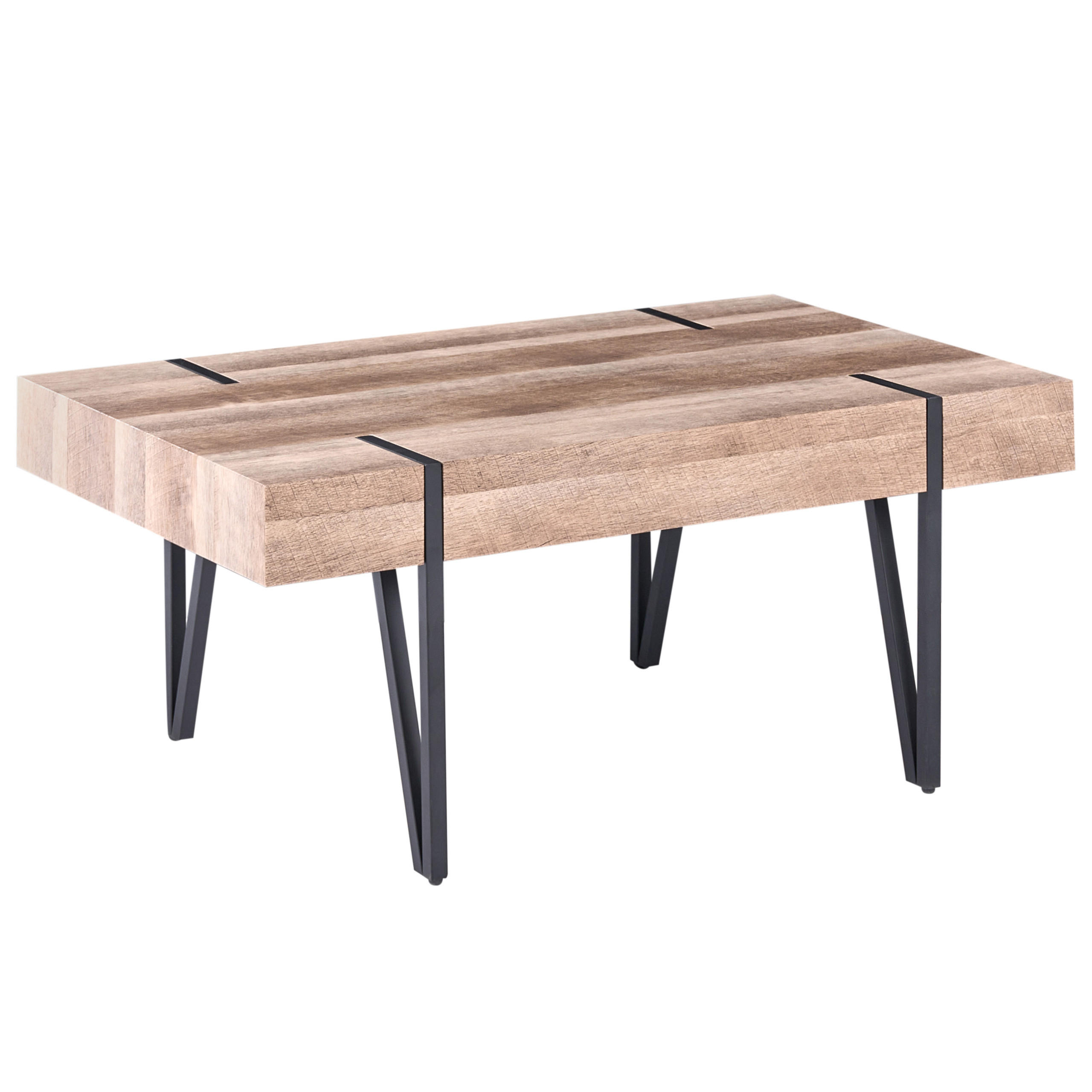 COUCHTISCH brauner Holzfarbton/Schwarz rechteckig 60/110 cm Adena - Dunkelbraun/Schwarz, Holzwerkstoff (110/60/40cm) - Beliani