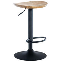 BARHOCKER Holz Natura - Schwarz/Naturfarben, Holz/Metall (41/56/39cm) - CLP