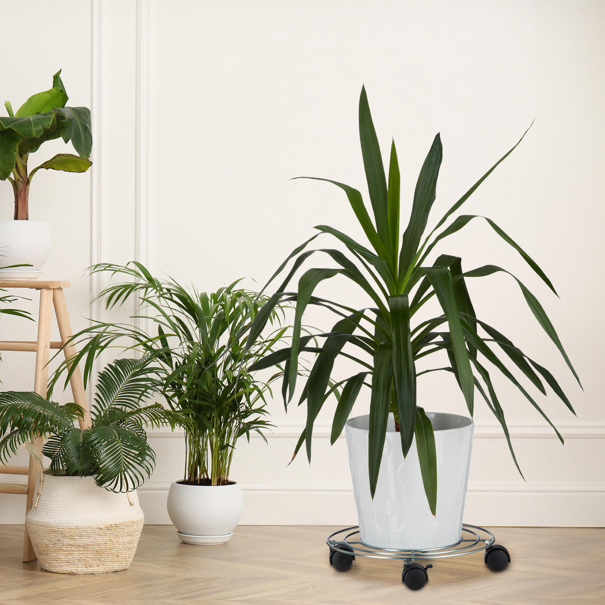 PFLANZENROLLER - Silberfarben, Kunststoff/Metall (32/6/32cm) - Relaxdays