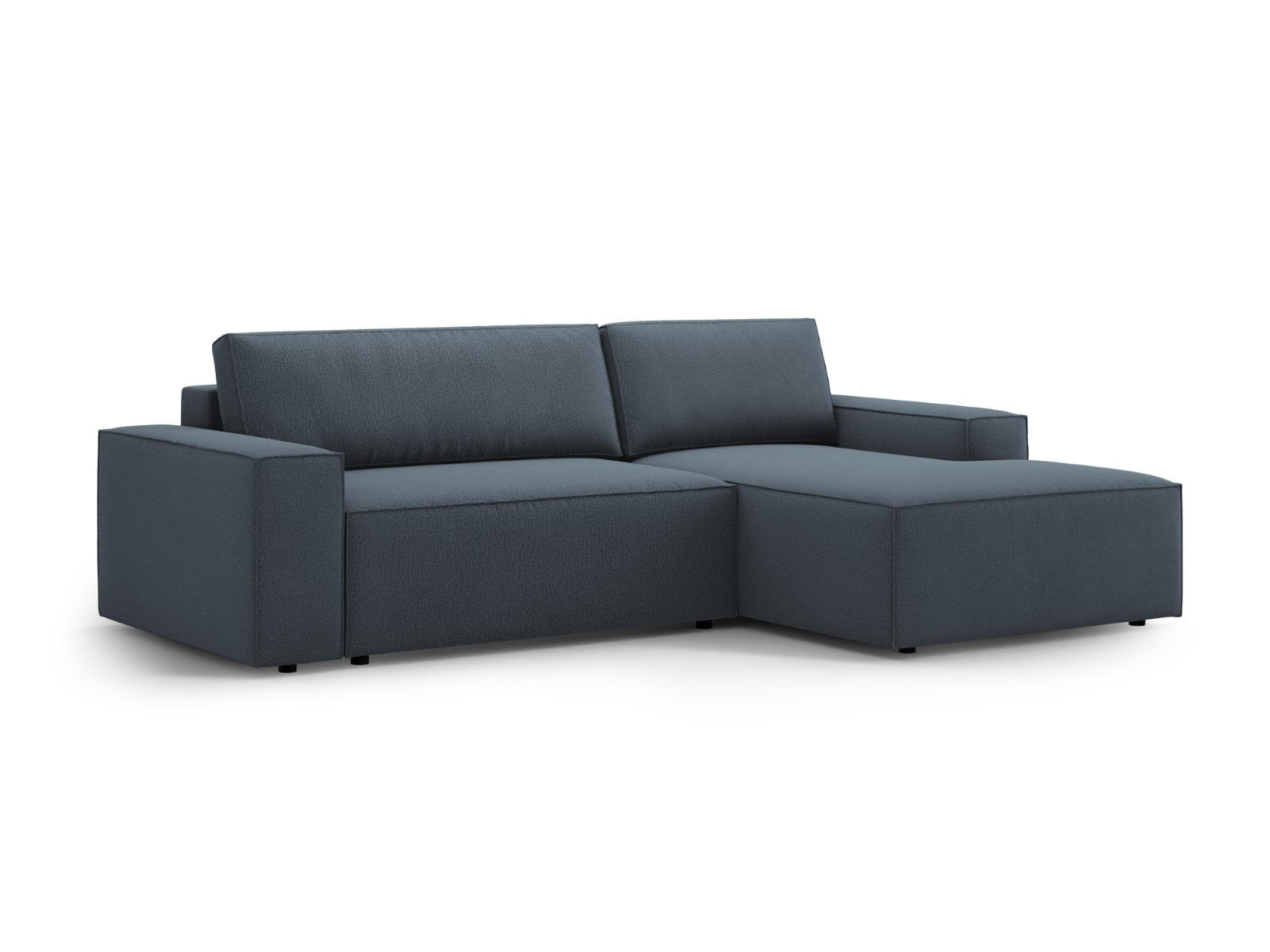 AUSKLAPPBARES-ECKSOFA rechts mit Container Jodie aus strukturiertem Stoff blau 3 Sitzplätze - Blau, Textil (246/151cm) - Micadoni