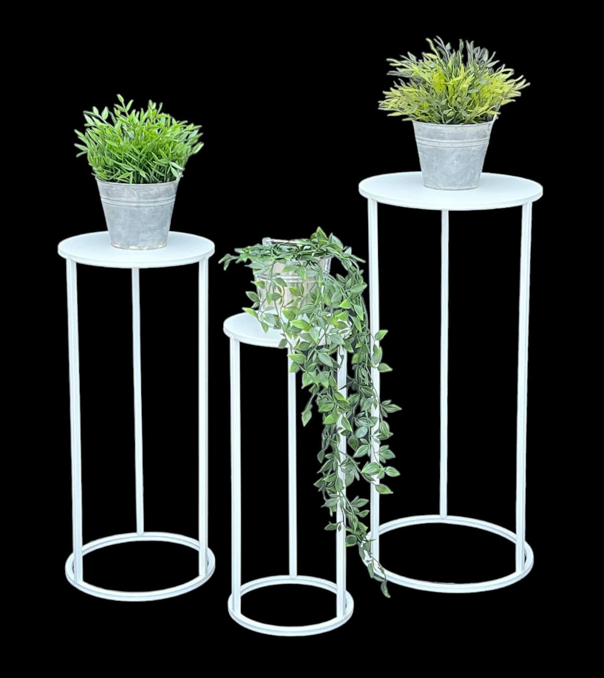 BLUMENHOCKER Metall Weiß Rund 3er Set - Weiß, Metall (20/50/20cm) - DanDiBo