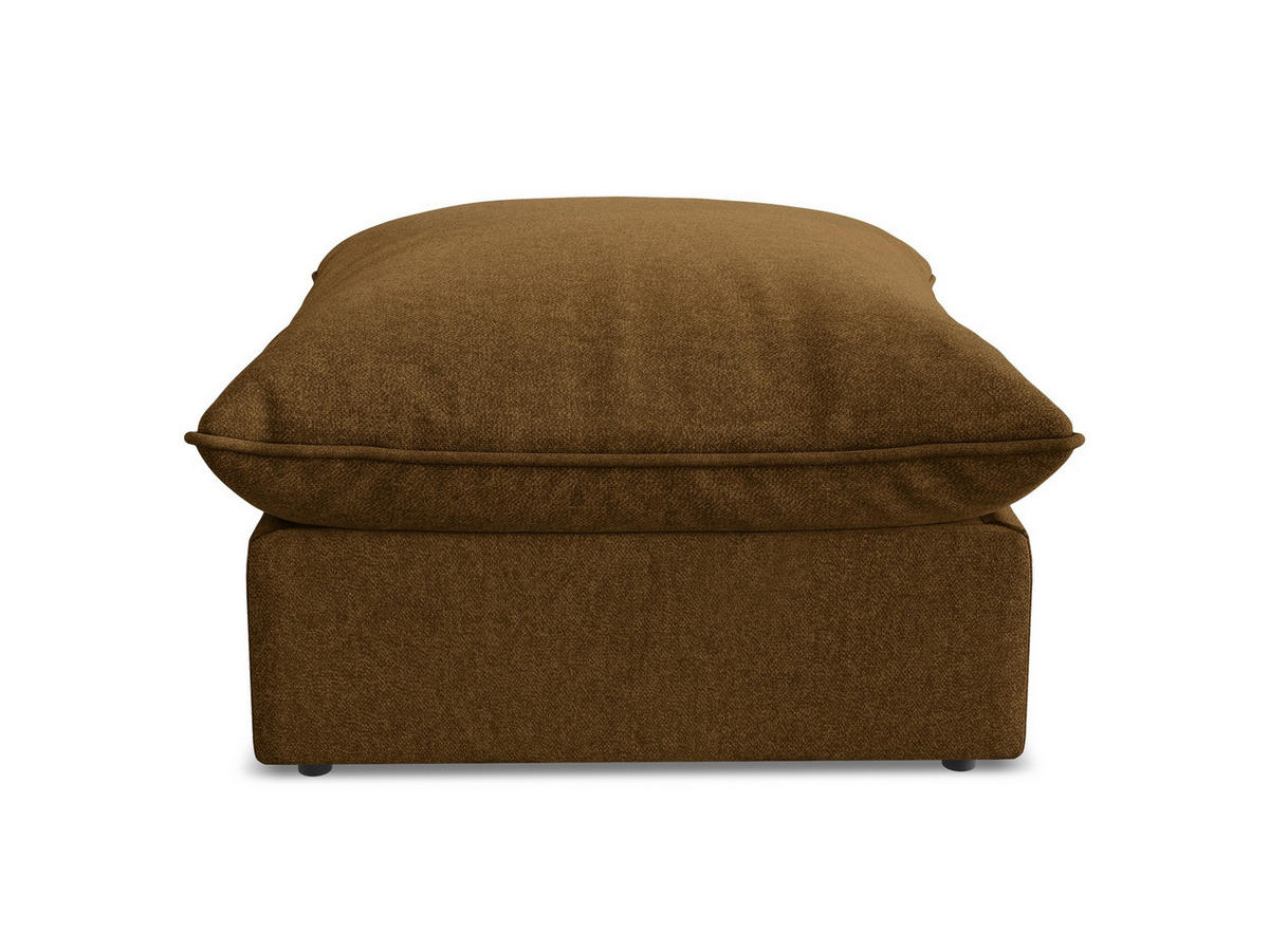 POUF Samt Stoff Gelb - Currygelb/Schwarz, Holzwerkstoff/Kunststoff (75/45/75cm) - Makamii