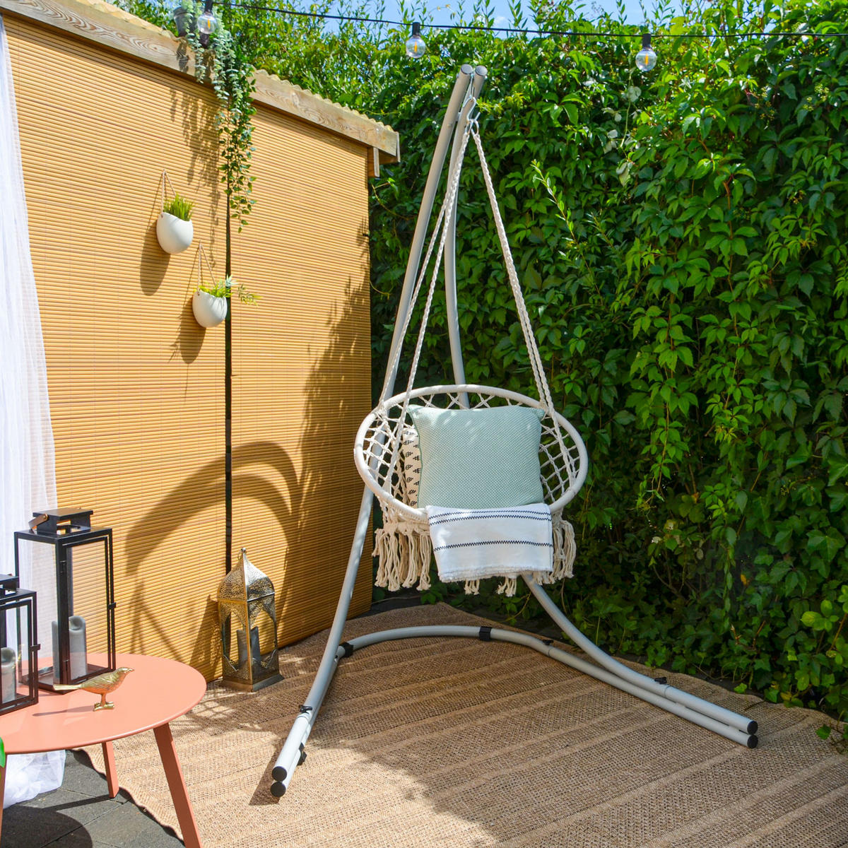 XL-HÄNGESESSEL-GESTELL bis 150kg, 215cm, Grau - Grau, Metall (160/140/210cm) - Amanka