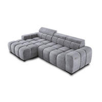 ECKSOFA OMBO 285x168x77/97 cm, Links, Schlaffunktion, elektr. Sitz, Kopfstützen, hydrophober EDEN-Stoff – Silber - Silberfarben, Holz/Textil (168/285cm) - DomoHome