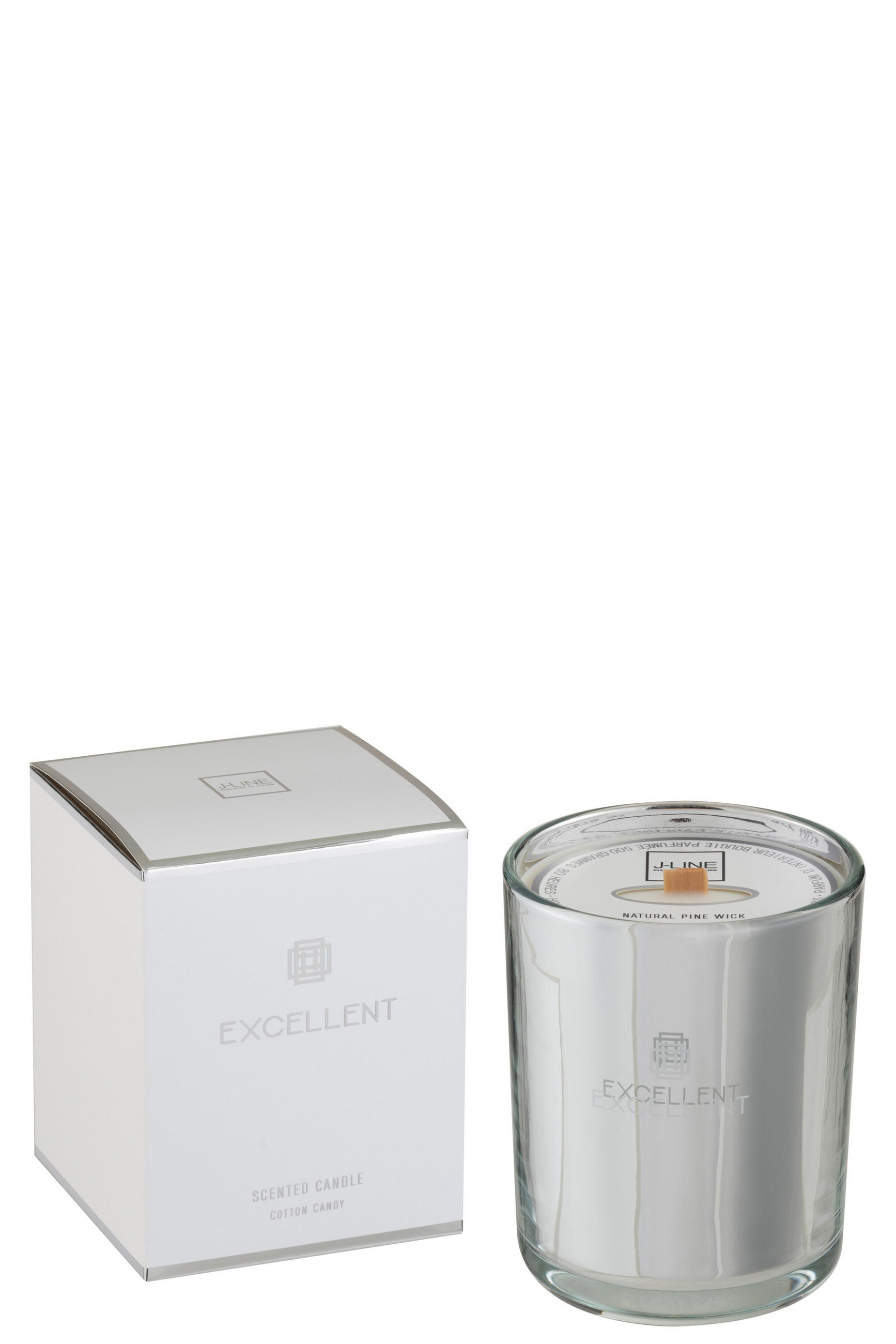 DUFTKERZE EXCELLENT - Glas - Silber - M - 80 Std. - Silberfarben, Glas/Paraffin (11/14.5cm) - J-Line