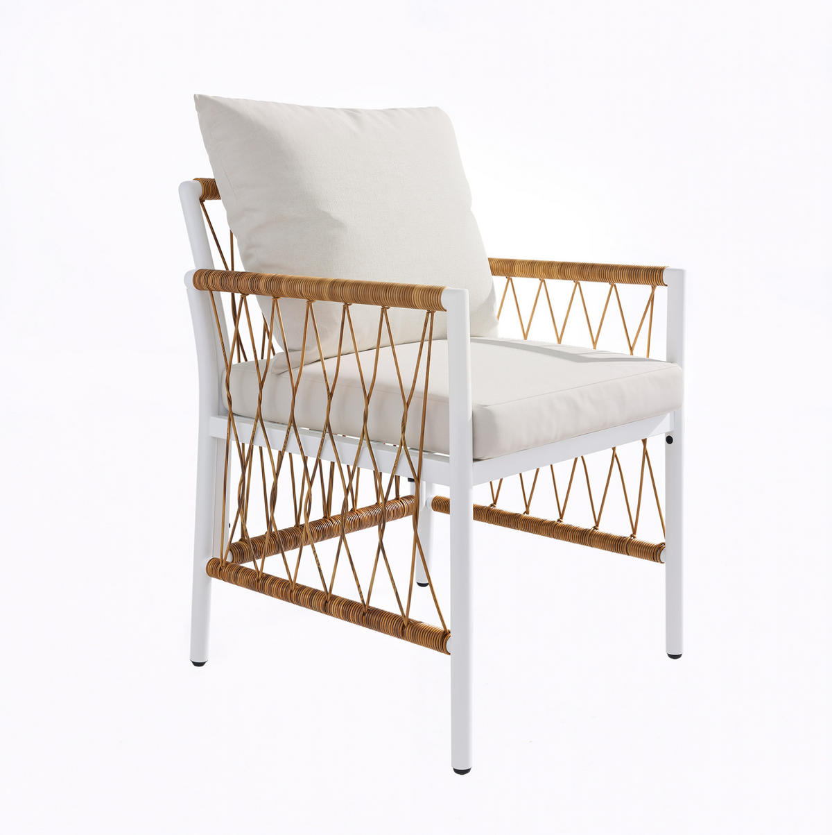 GARTENMÖBEL-SET 159,5/77,5/75 cm aus Eisen mit 1 Tisch, 6 Stühlen und Polsterauflagen, Beige/Braun/Natur - Beige, Metall - Redom