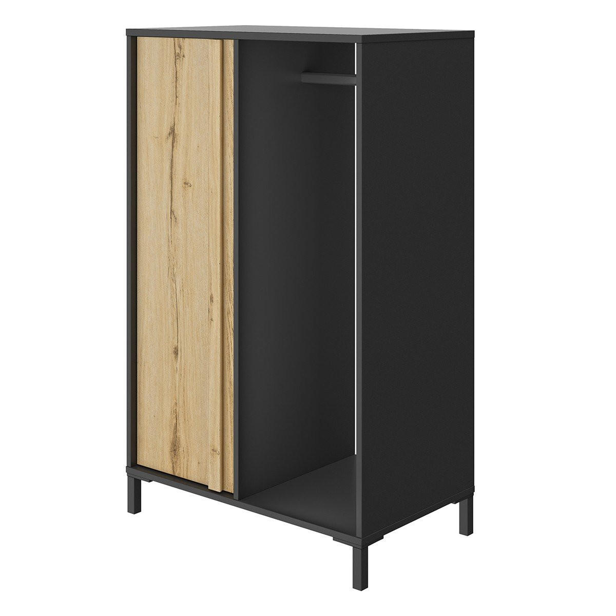 GARDEROBE 1 Tür mit Kleiderstange MIMIZAN - Französische Herstellung - 75/45/122 cm - Eichefarben, Holzwerkstoff (45/122/75cm) - Calicosy