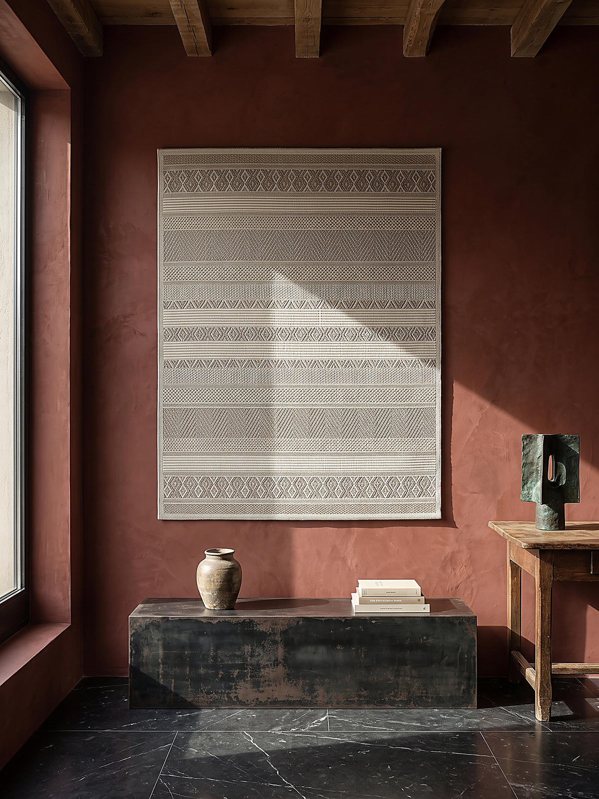 TEPPICH Flachgewebe ESERA Gestreift Polypropylen Beige 80 x 150 cm - Beige, Textil (80/150cm) - KADIMA DESIGN
