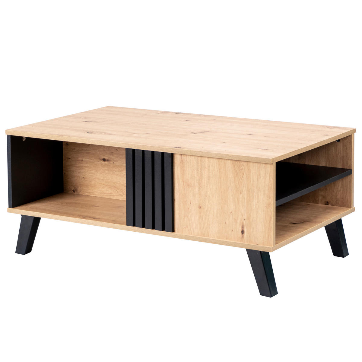COUCHTISCH Holz- und Schwarzeffekt 100/60/43 cm - Braun, Holzwerkstoff (100/60/43cm) - Urban Meuble