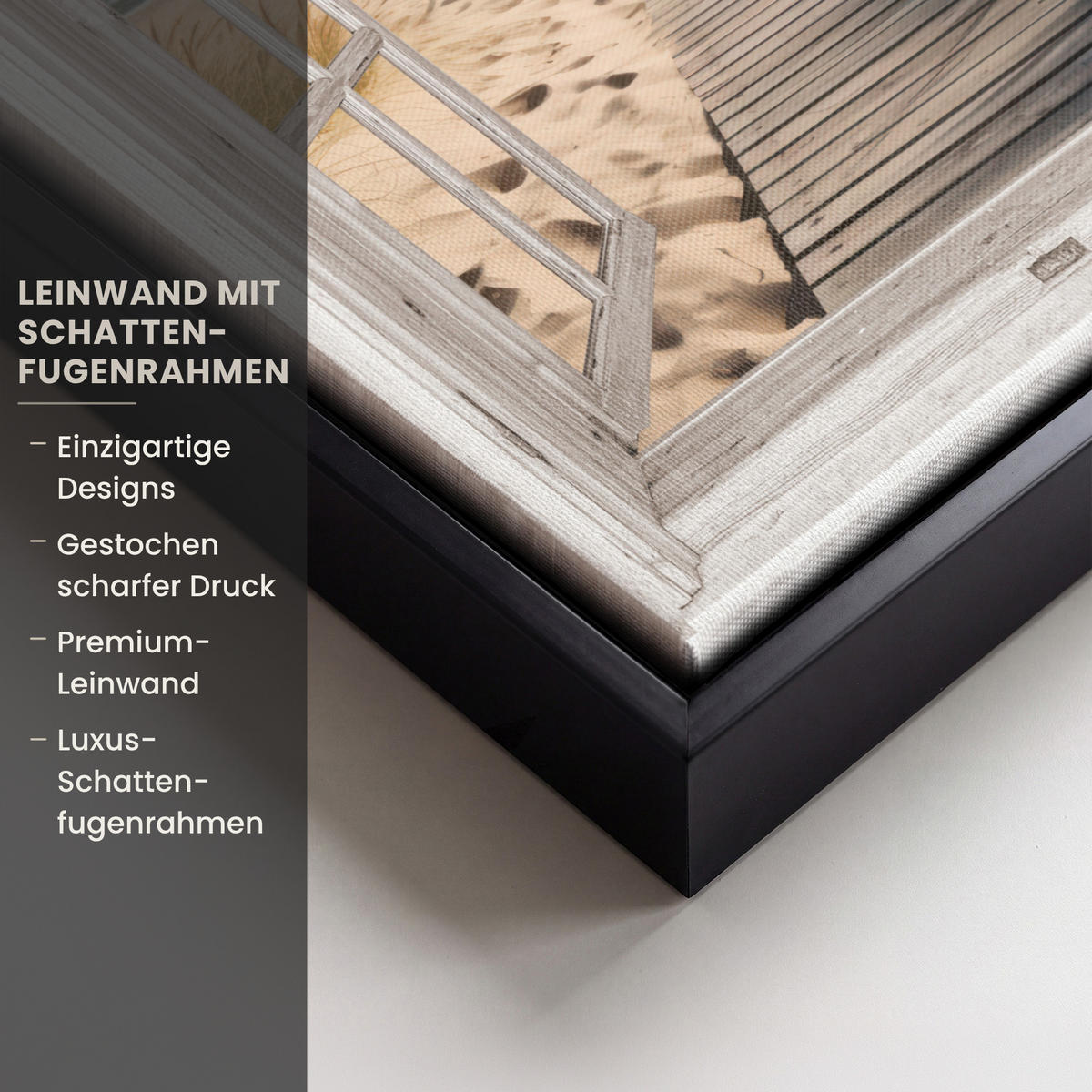 LEINWAND Bilder mit Rahmen - Fenster - Meer - Küste - Natur - Ausblick - Strand - Wattenmeer - 20x30 - Beige, Textil (20/30cm) - MuchoWow
