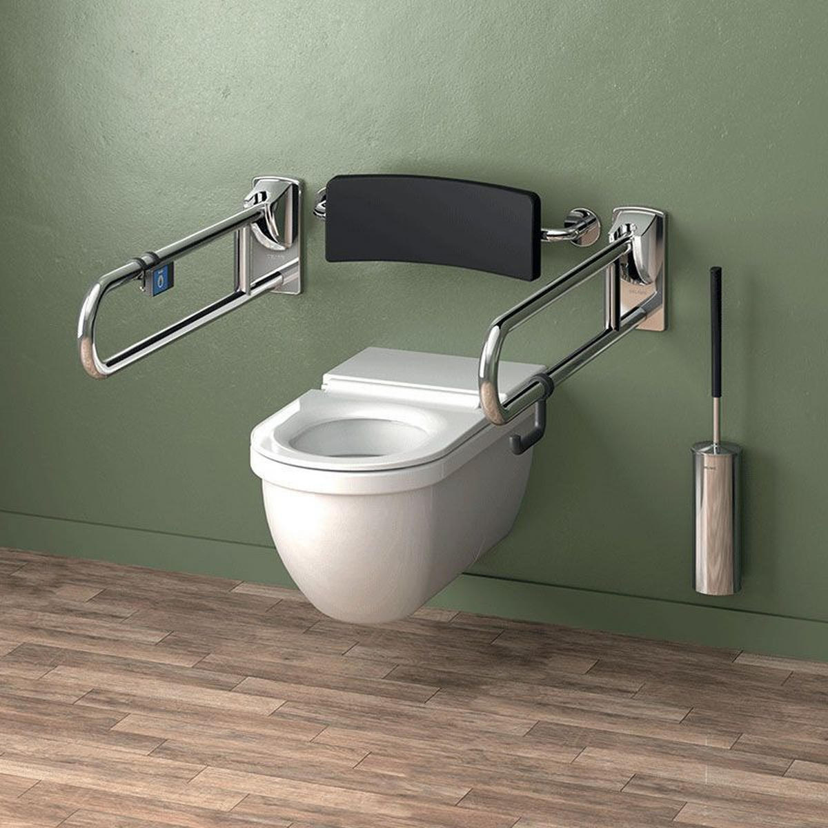 WC-PAPIERHALTER für Stützgriff Ø32-34mm Nylon grau - Grau, Metall (10.5/10.5/17.5cm) - Delabie