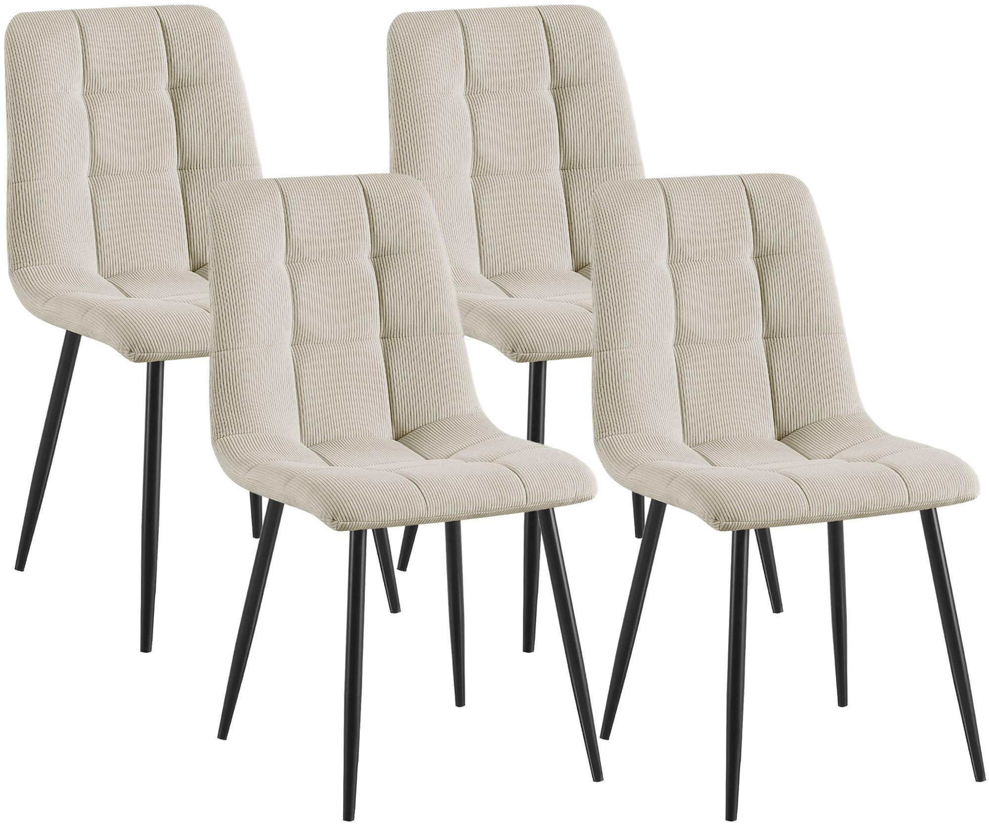 STUHL 4 Cord Creme - Creme/Schwarz, Textil/Metall (45/84/55cm) - CLP