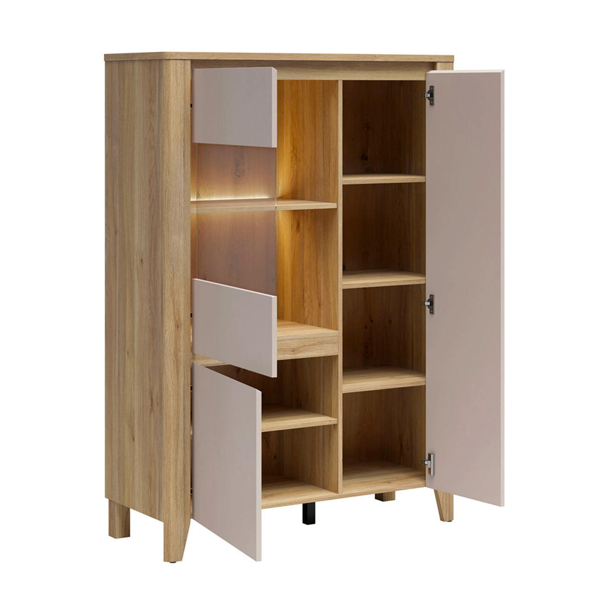 GESCHIRRSCHRANK Samara Kaschmir - Beige, Holzwerkstoff (107/152/42.5cm) - Petits-meubles