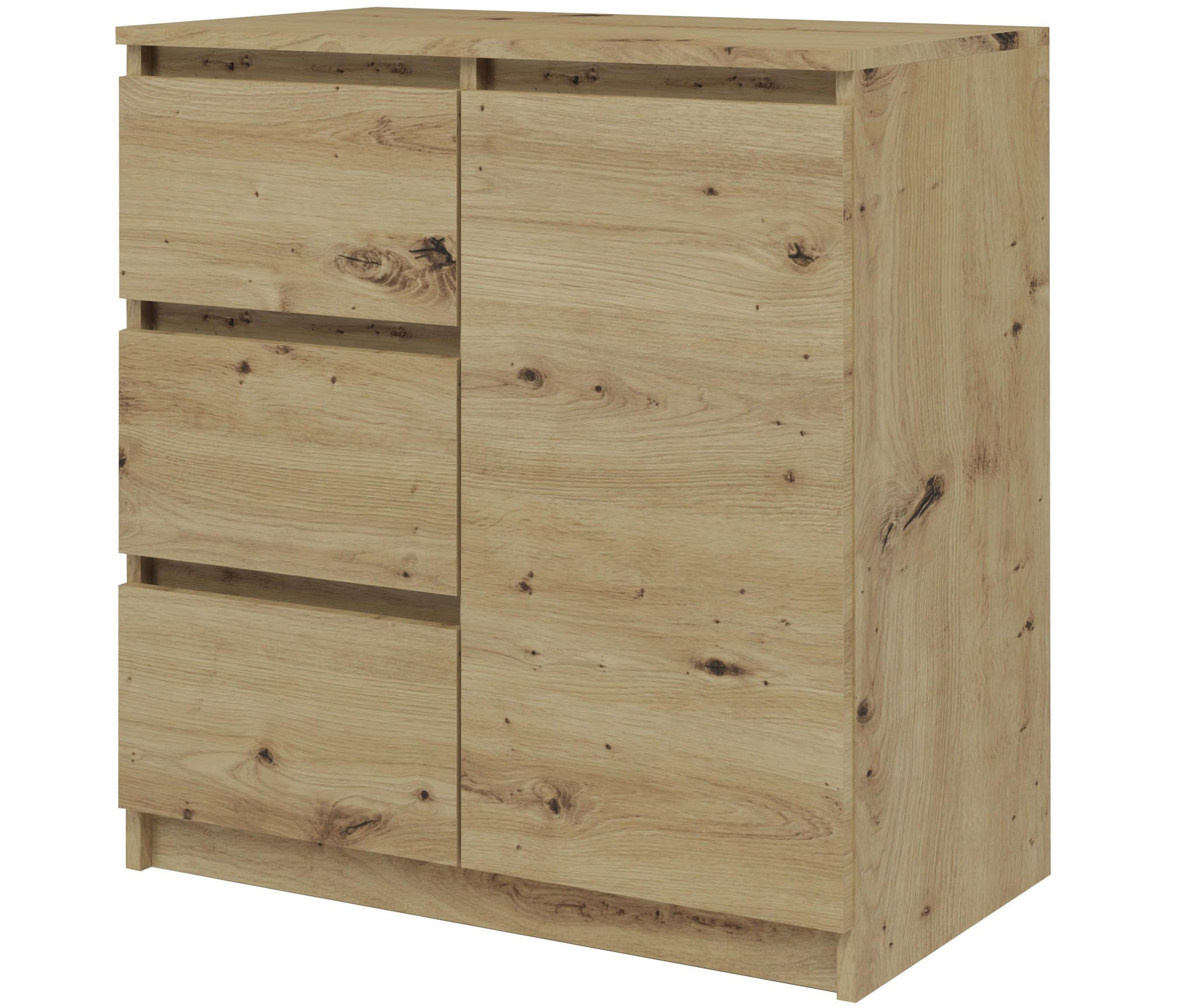 KOMMODE 1D3S SCHRANK 1 TÜR 3 SCHUBLADEN EICHE ARTISAN - Eiche Artisan, Holzwerkstoff (80/75/40cm) - CDF