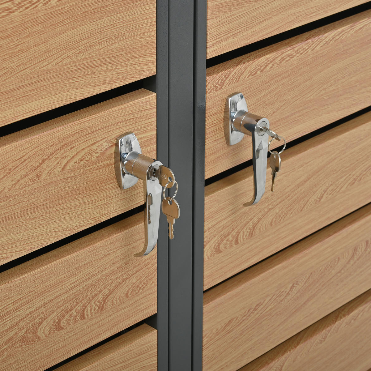 MÜLLTONNENBOX aus verzinktem Stahlblech in Grau/Holzoptik mit Pflanzgefäß 132x80x124,5 cm - Grau, Metall (132/124.5/80cm) - Modfu