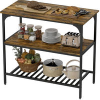 STANDREGAL aus Holz und Stahl 100x50x90 cm Rustikalbraun/Schwarz mit 2 Ablagen und Stahlgitter - Braun, Holz (100/90/50cm) - Modfu