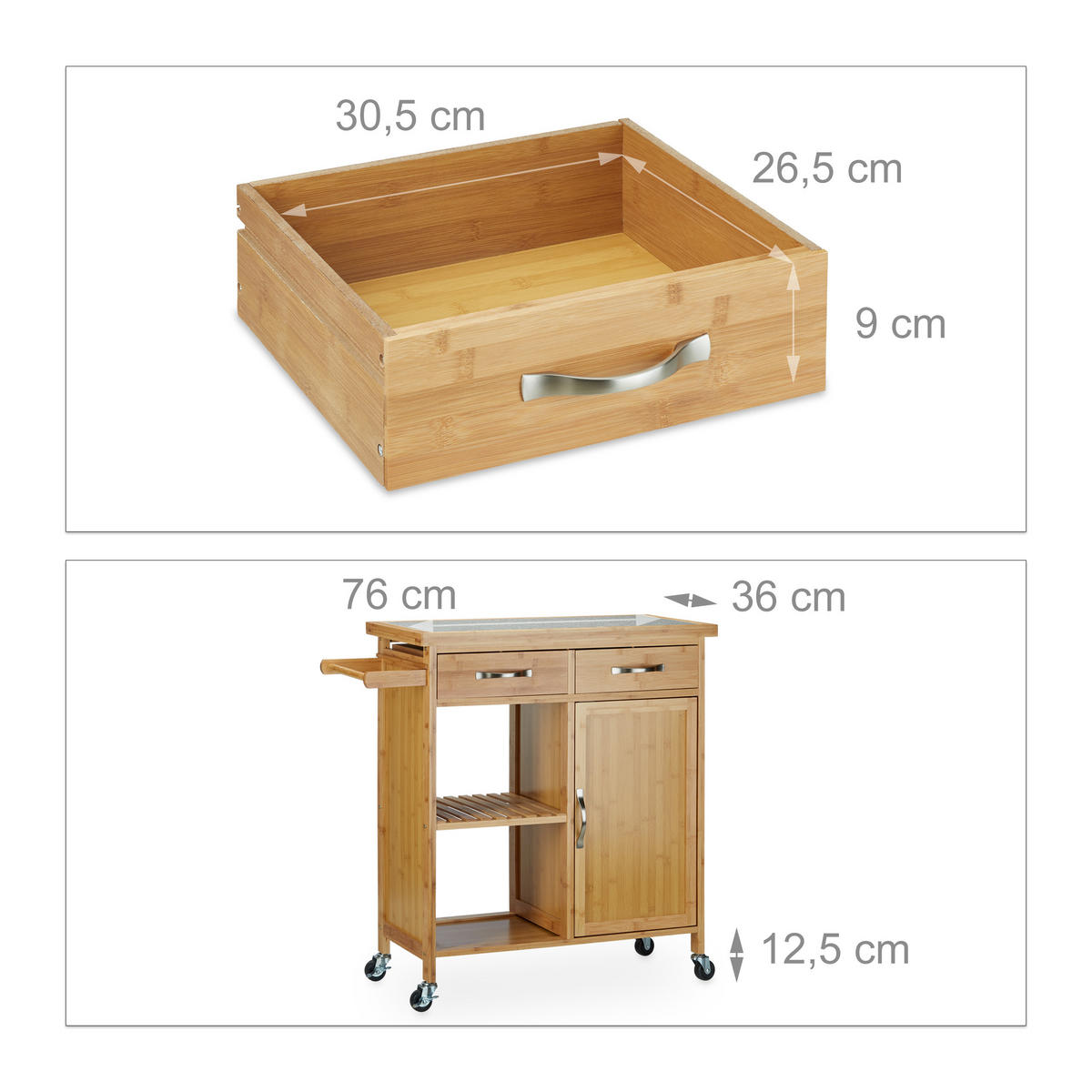 KÜCHENWAGEN - Multicolor, Holz/Holzwerkstoff (89.5/85.5/36cm) - Relaxdays