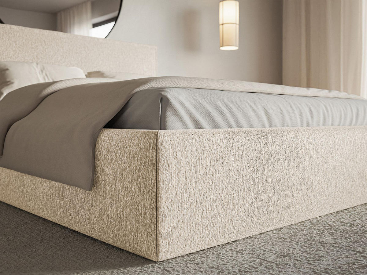 POLSTERBETT Softie Slim Hellbeige Chenille 140x200 - Ecru, Textil (140/200cm) - Selsey